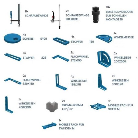 WERKZEUGSATZ BASIC NR.3 - FÜR SCHWEISSTISCHE - WS_BASIC3 - WERKZEUGSATZ BASIC NR.3 - FÜR SCHWEISSTISCHE Lochabstand 16 od. 28mm 