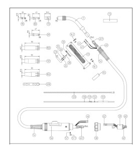 Binzel Düsenstock M8/M8 x 43mm Typ MB40 Einhell,TBi,Güde, Metabo Und Baugleiche - 142.0021 - 142.0021 - Binzel Düsenstock M8/M8 