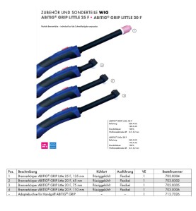 Brennerkörper Flexible für ABITIG Grip Little 20F und 25F - Flüssiggekühlt - 703.0304x - Brennerkörper SR9F (FLEXIBEL) - WP9F - 