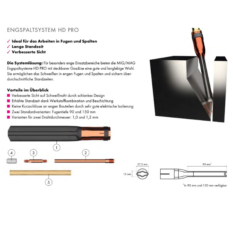 Stromkontaktrohr 90 - Engspaltsystem HD PRO Stromkontaktrohr 90 - Engspaltsystem HD PRO