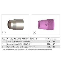 Gasdüse Metall NW 16, WIG-Brenner 500W - 778.1186 - 778.1186 - Die Gasdüse aus Metall wurde speziell für automatisierte Schweißa