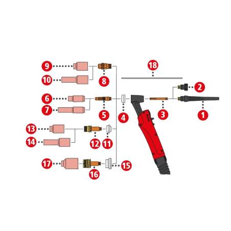 Gaslinse Gross (Jumbo) 1,0mm/ø25,4x50 für TTG2200P / TTG2200P-M / TTW4000P / TTW4000P-M (Abbildung Pos. 16)