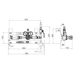 GCE Entspannungsstation Druckregelstation MU70-M Acetylen 25 bar / 0-1,5 bar regelbar max. Leistung: 10m³/h