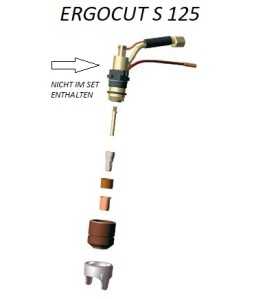 Trafimet Ergocut S125 - 5 Elektroden, 1 Luftrohr, 1 Swirl Ring, 5 Schneiddüsen 1,3mm, 1 Aussenschutzdüse, 1 Abstandsstück - SET 