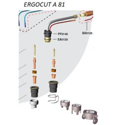 Trafimet Ergocut A81 - 1 Luftrohr, 1 Swirl Ring, 5 Elektroden, 5 Schneiddüsen 1,2mm, 1 Aussenschutzdüse, Abstandsfeder