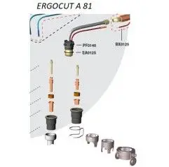 Trafimet Ergocut A81 - 1 Luftrohr, 1 Swirl Ring, 5 Elektroden, 5 Schneiddüsen 1,2mm, 1 Aussenschutzdüse, Abstandsfeder