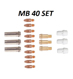 MB40 Set 1,0mm, 3 Gasdüsen, 10 Stromdüsen 1.0mm, 3 Düsenstöcke, 3 Gasverteiler - 145.0179_set10 - MB40 Set 1,0mm, 3 Gasdüsen, 10