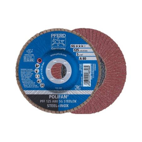 POLIFAN PFERD PFF 125 A80 SG STEELOX - 67608125 - POLIFAN PFERD PFF 125 A80 SG STEELOX Durchmesser 125 mm Korngröße 80 Bohrungs-